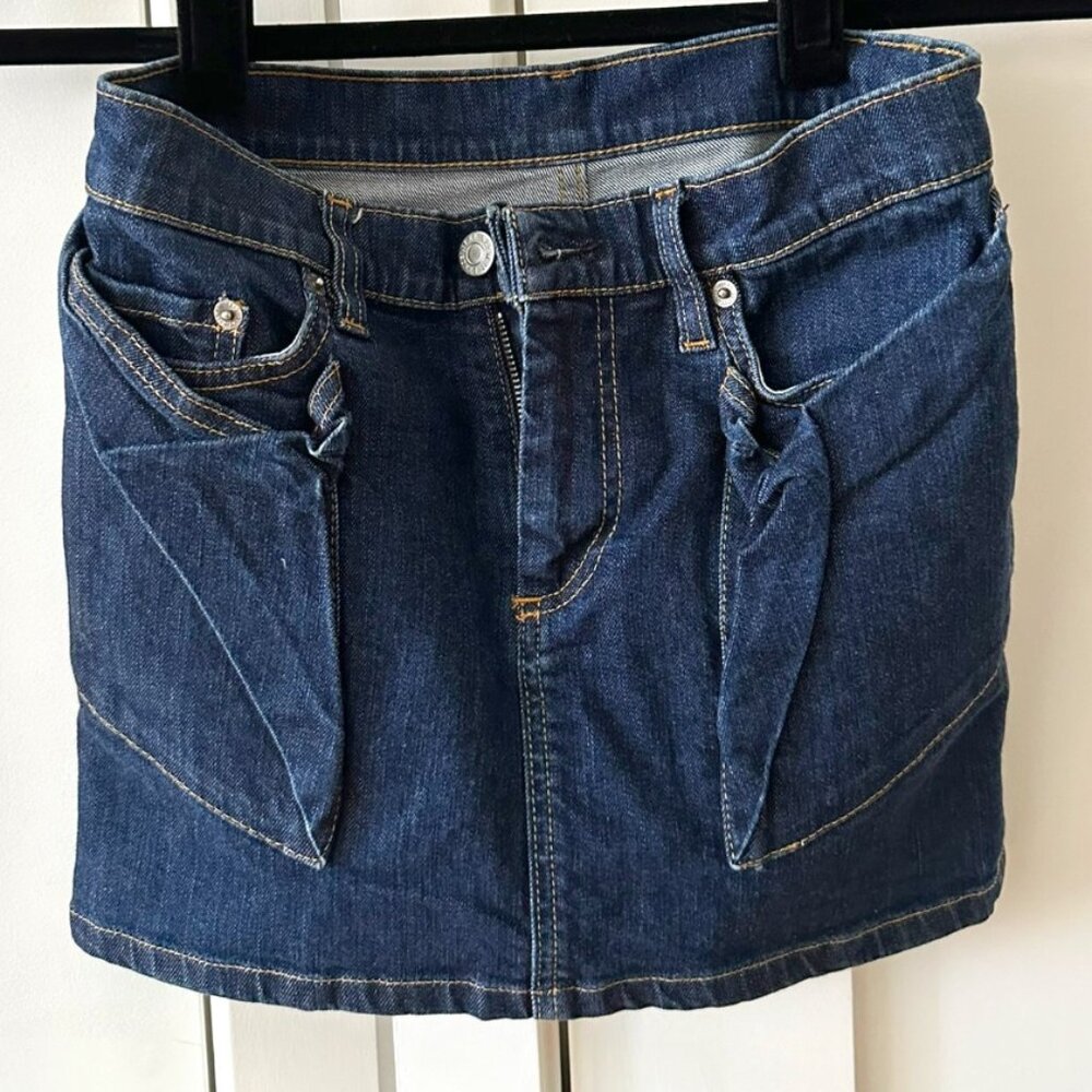 Rare Vintage 90s Helmut Lang Denim 3D Pocket Mini Skirt